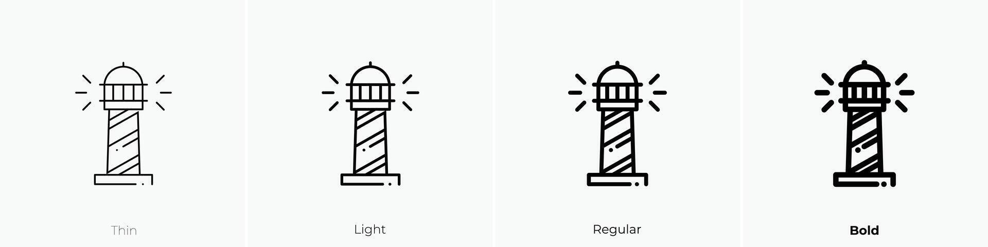 lighthouse icon. Thin, Light, Regular And Bold style design isolated on white background vector