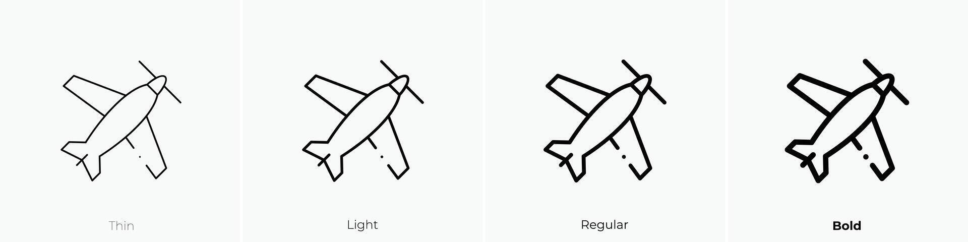 light aircraft icon. Thin, Light, Regular And Bold style design isolated on white background vector