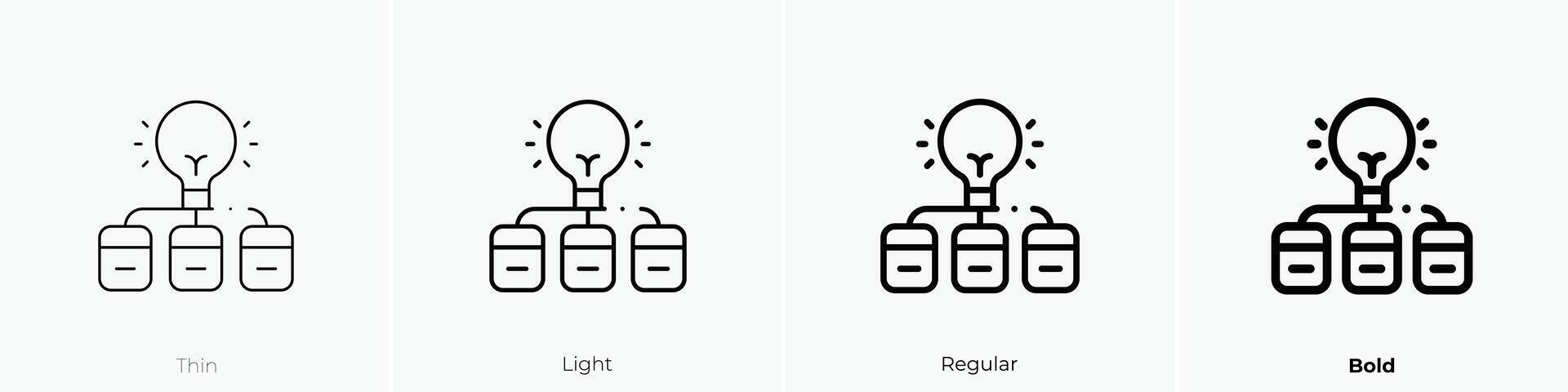 light bulb icon. Thin, Light, Regular And Bold style design isolated on white background vector