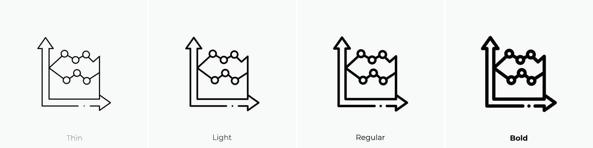 line chart icon. Thin, Light, Regular And Bold style design isolated on white background vector