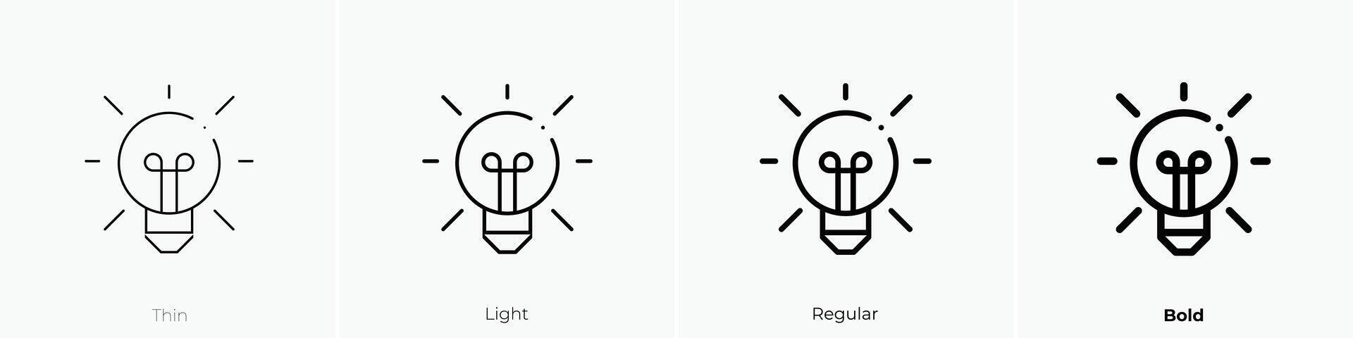 lightbulb icon. Thin, Light, Regular And Bold style design isolated on white background vector