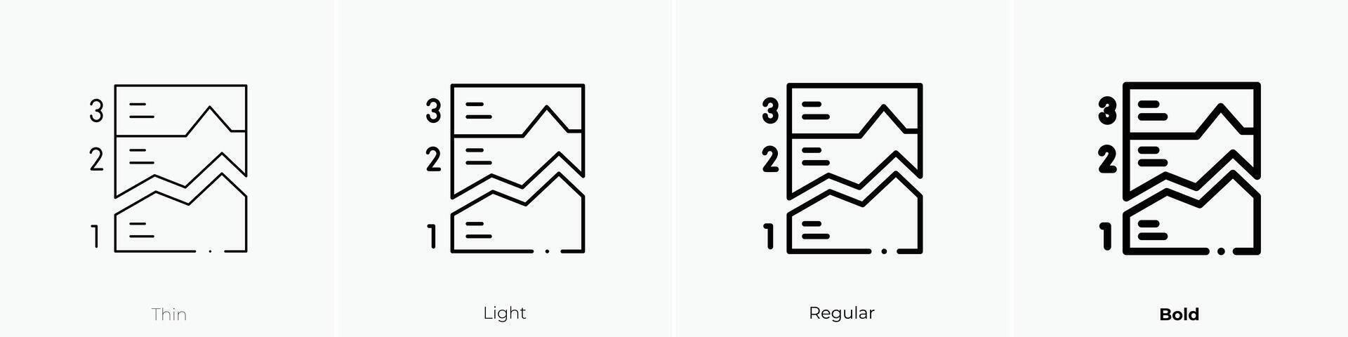line chart icon. Thin, Light, Regular And Bold style design isolated on white background vector