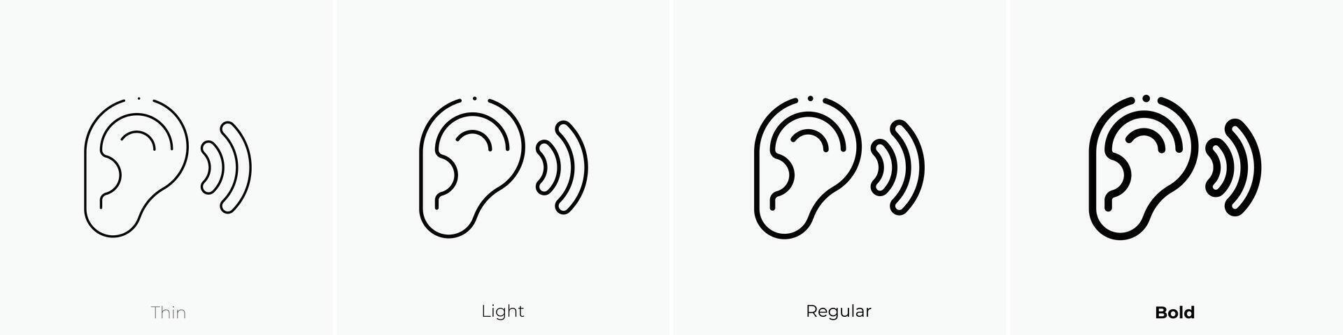listen icon. Thin, Light, Regular And Bold style design isolated on white background vector