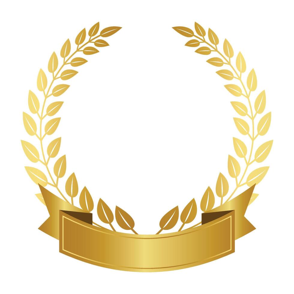 Golden Laurel Wreath With Ribbon vector