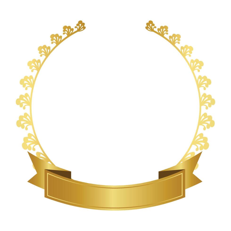 Golden Laurel Wreath With Ribbon vector