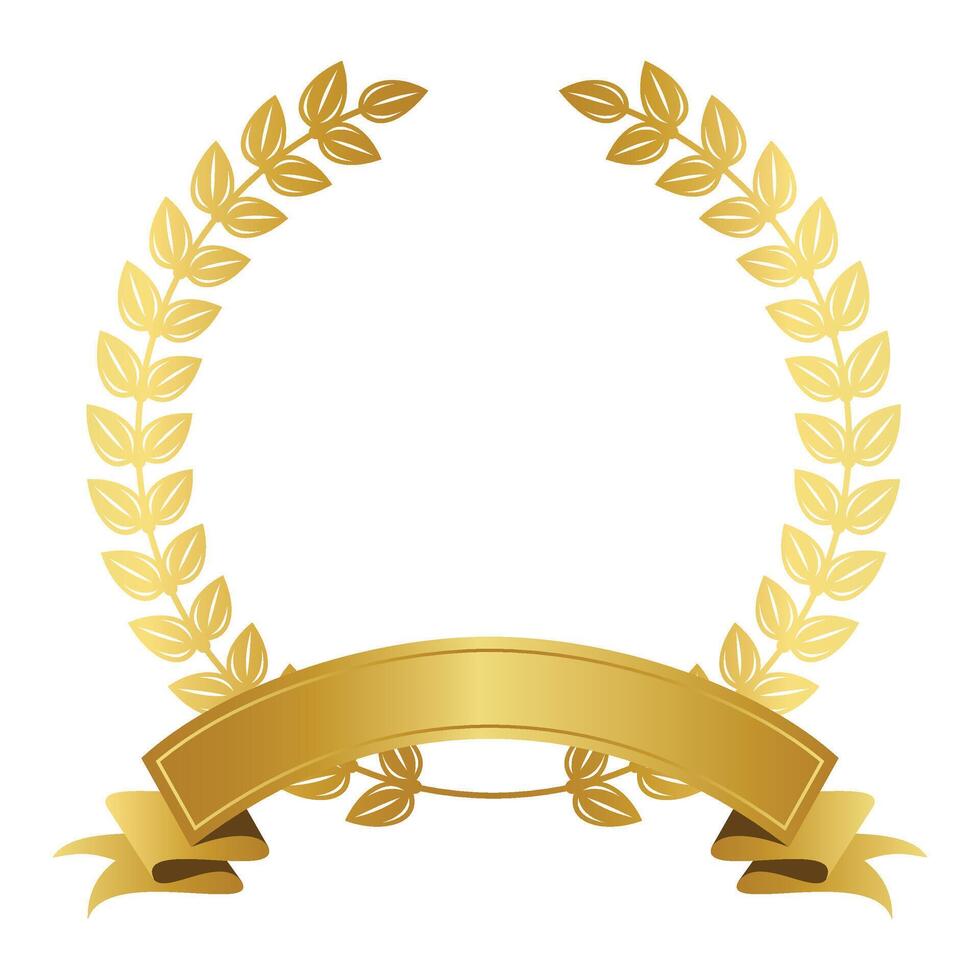 Golden Laurel Wreath With Ribbon vector