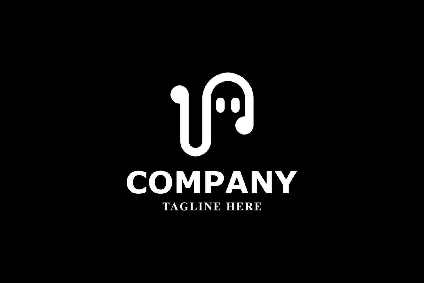 letter u and a ghost minimal logo vector