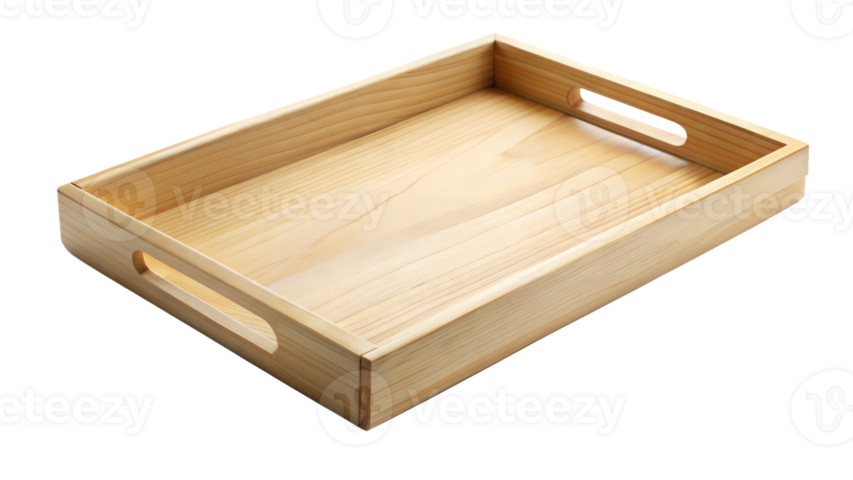 A minimalist wooden serving tray with integrated side handles, perfect for carrying food, drinks, or organizing items png