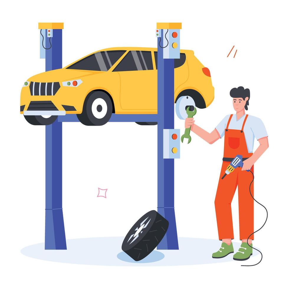 Car Service Flat Illustrations vector