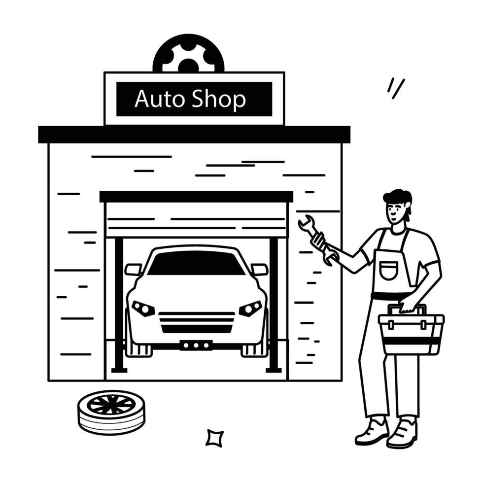 Car Service Flat Illustrations vector