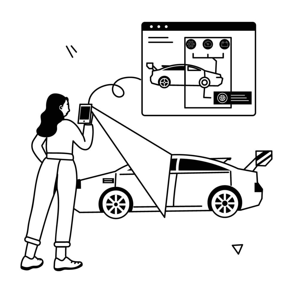 Car Mechanics Flat Illustrations vector