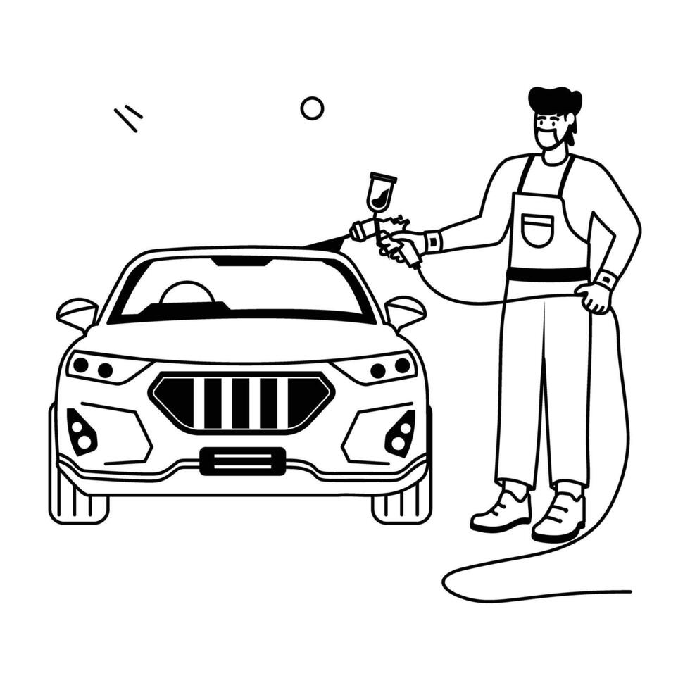 Car Mechanics Flat Illustrations vector