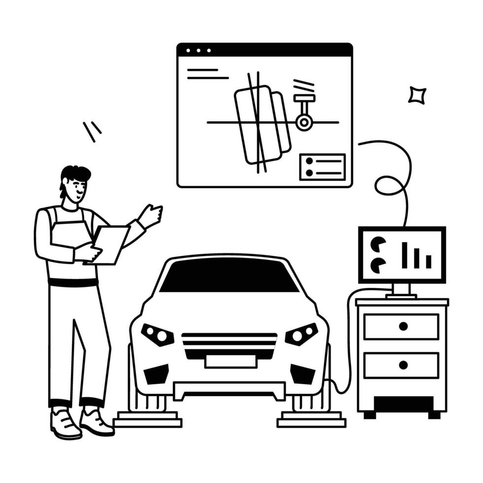 Car Mechanics Flat Illustrations vector
