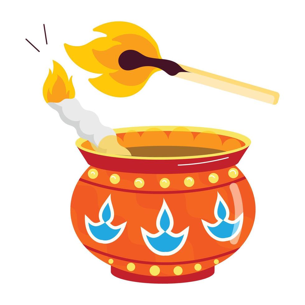 Pack of Diwali Celebration Flat Stickers vector