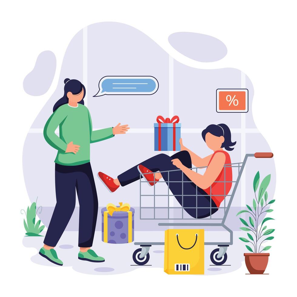 Shopping Sale Flat Illustrations vector