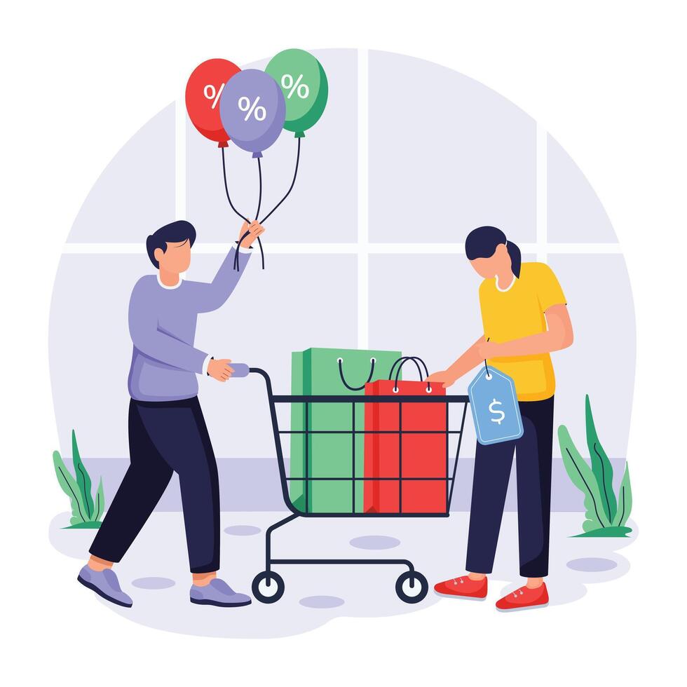 Shopping Sale Flat Illustrations vector