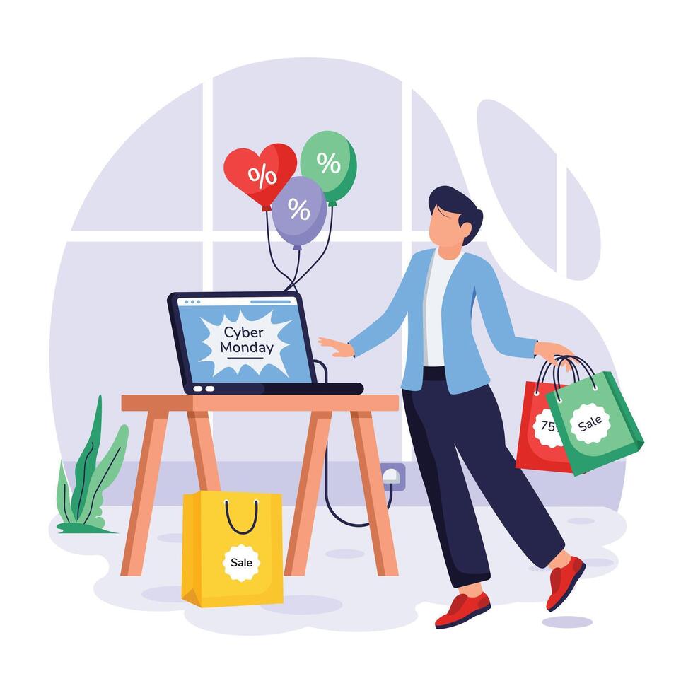 Cyber Monday Flat Illustrations vector