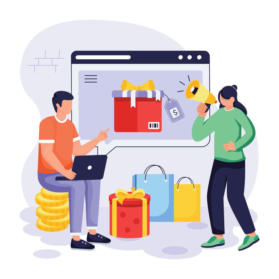 Cyber Monday Flat Illustrations vector
