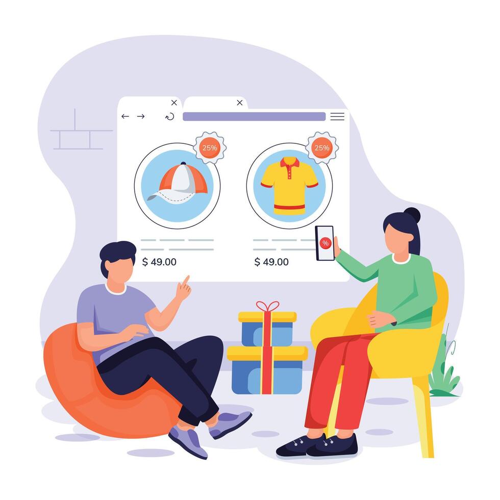 Cyber Monday Flat Illustrations vector
