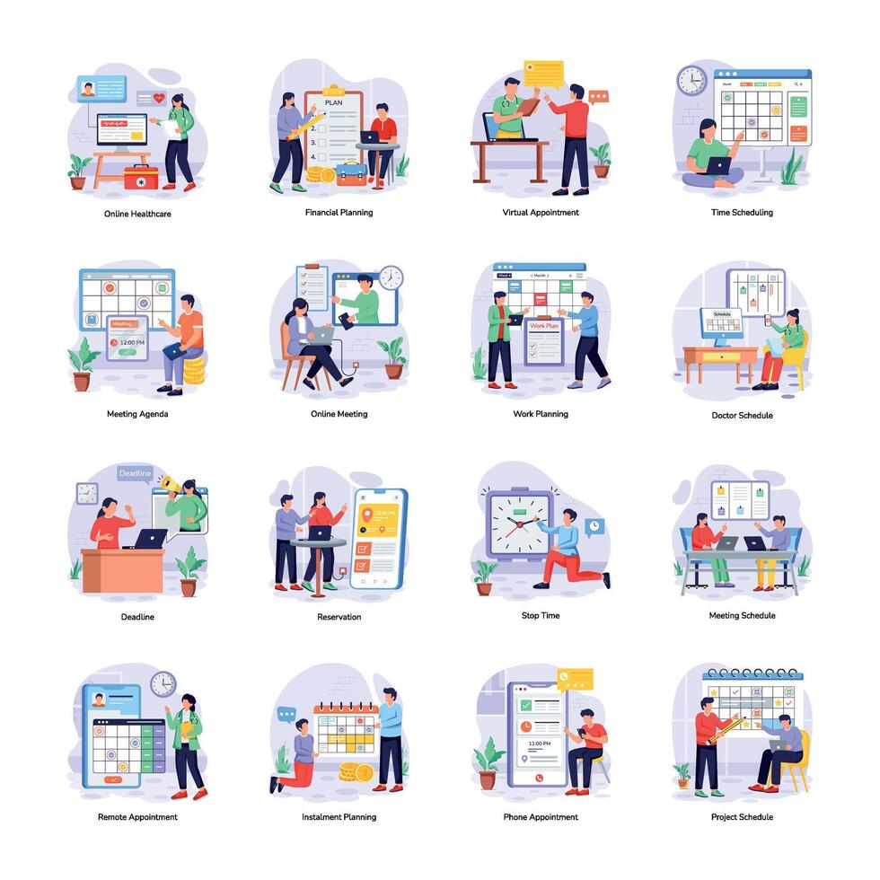 Appointment Booking Flat Illustrations vector