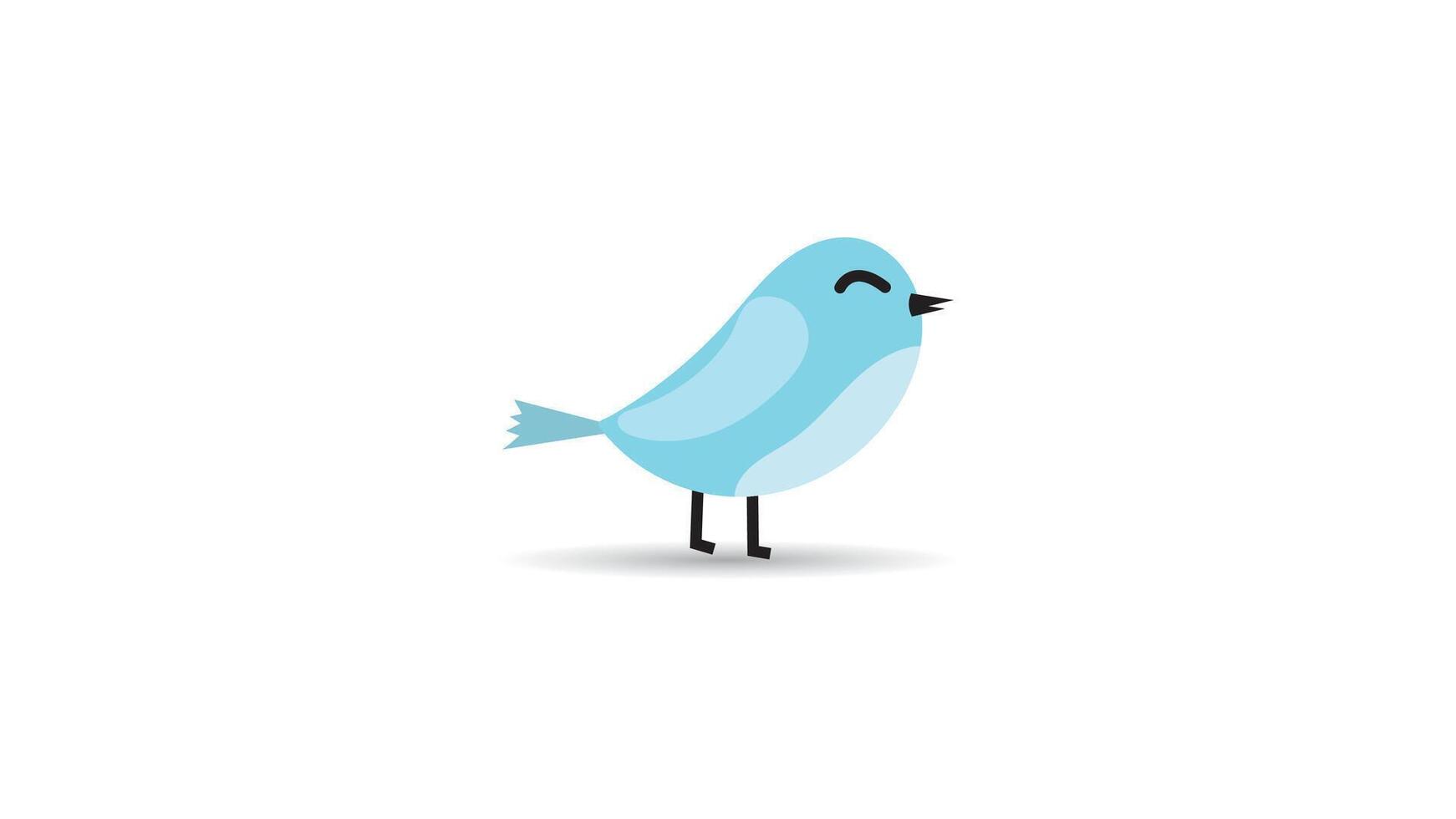 cute icon little blue bird isolated on white background vector