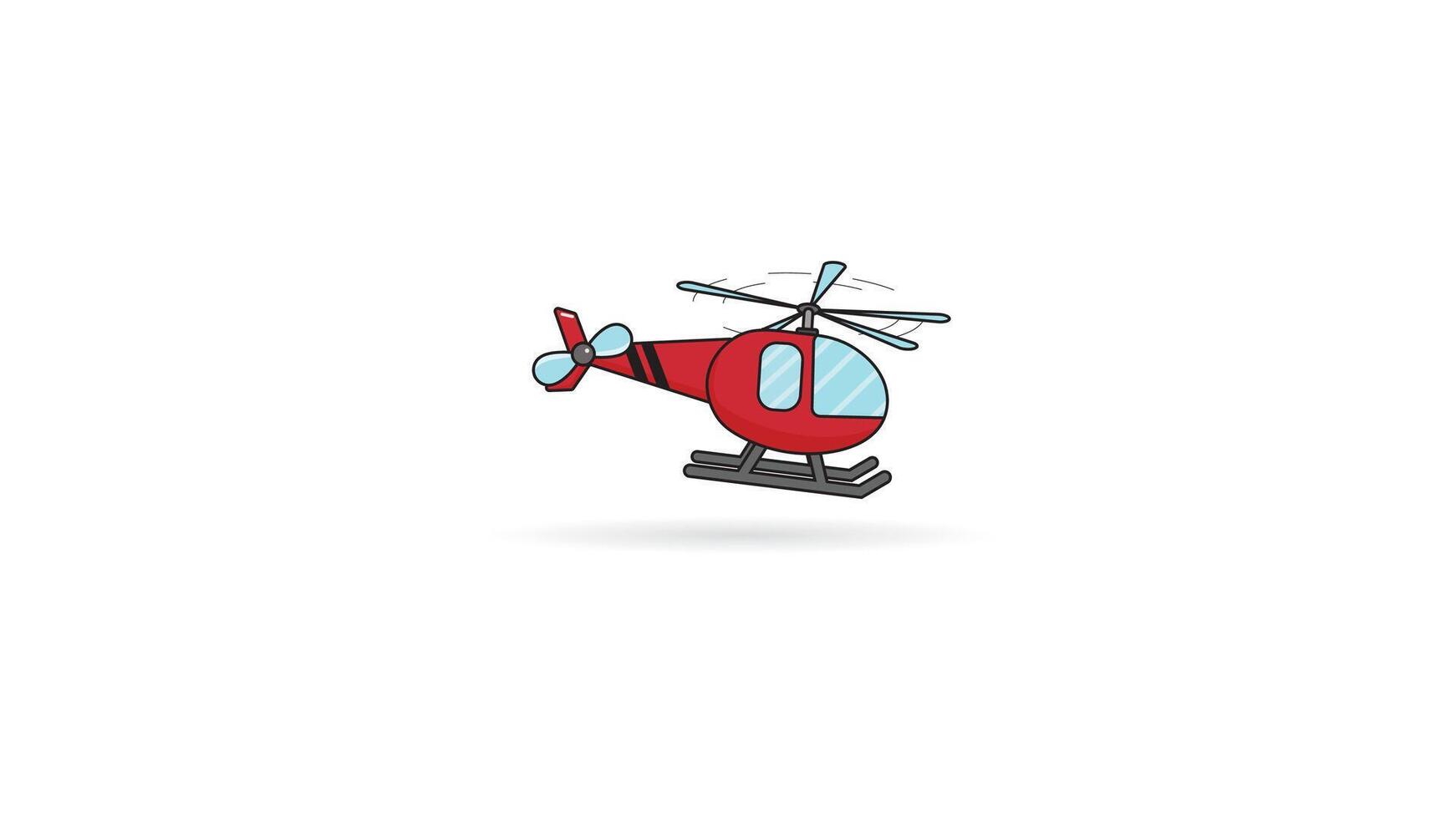 cute helicopter icon with red color isolated on white background suit for logo or coloring book vector