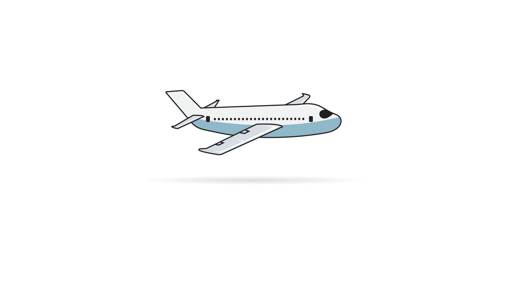 cute air plane fly in the air isolated on white background suit for logo or coloring book vector