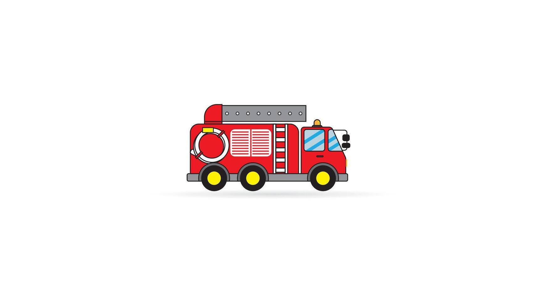 cute big fire truck in red color isolated on white background suit for logo or coloring book vector