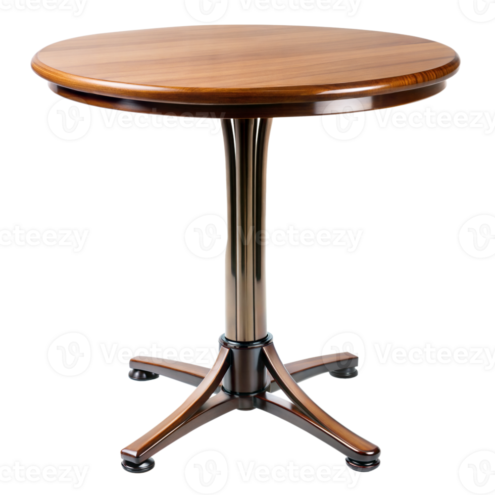 A wooden table with a metal base png