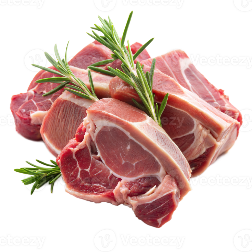 A pile of meat with rosemary on top png