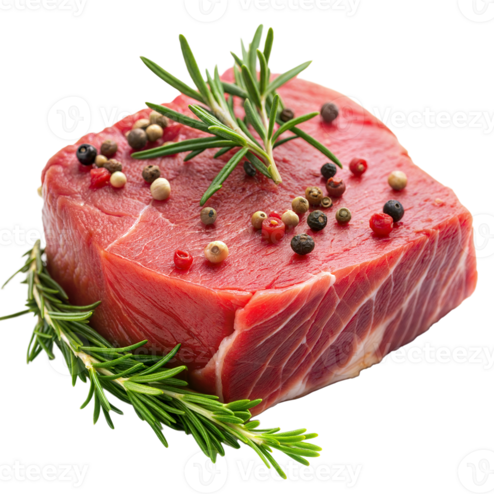 A piece of meat with a sprig of rosemary on top png