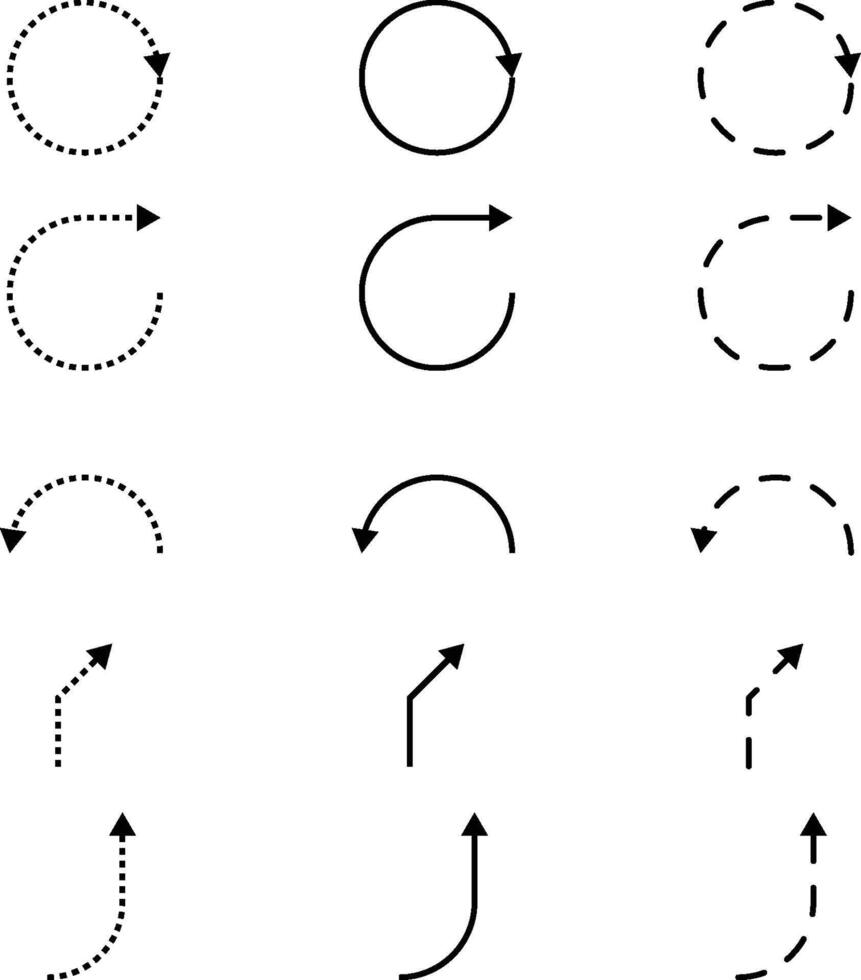 Dotted and cycle icons collection Set of circle arrow icons vector