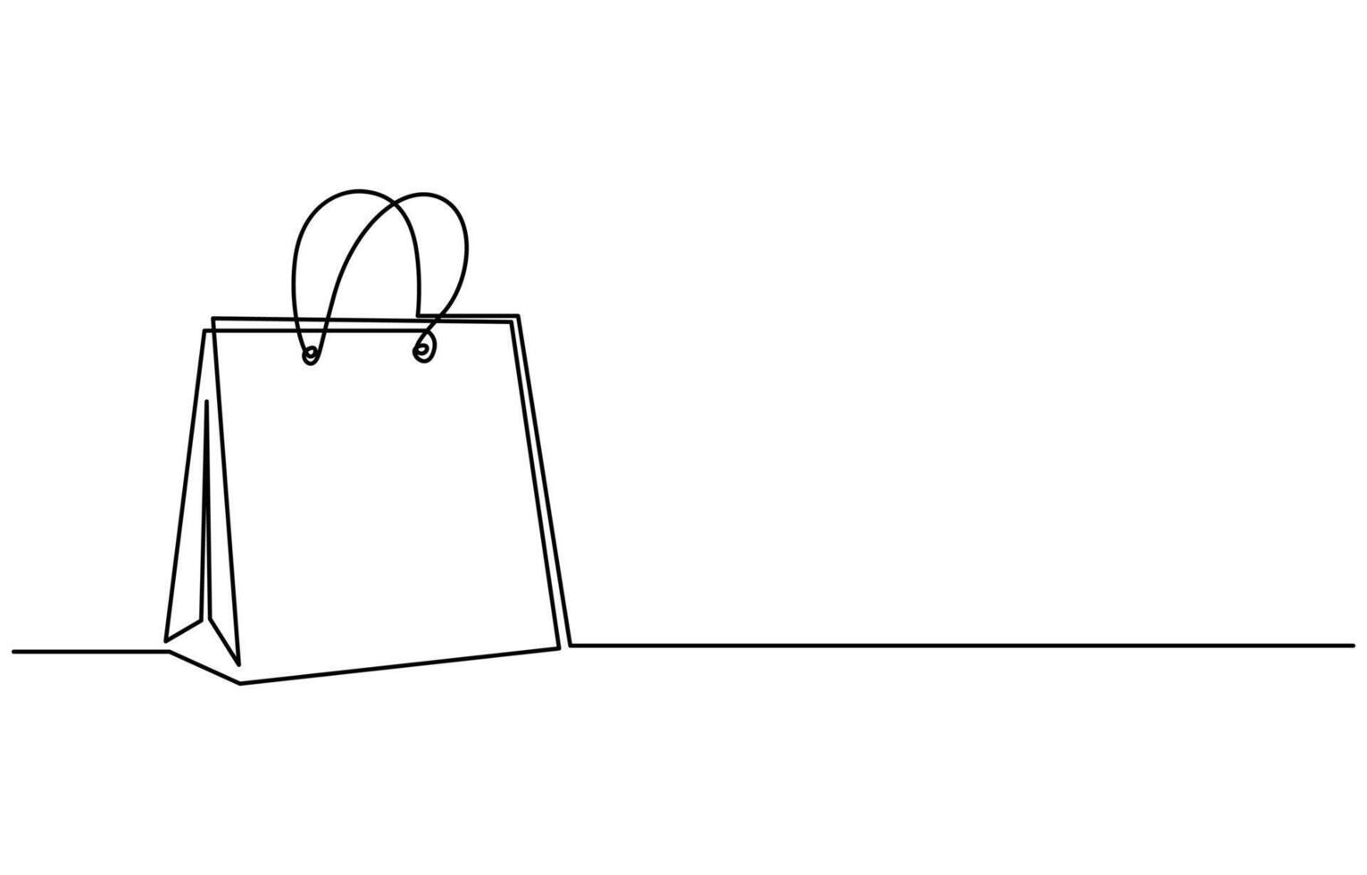 Briefcase One line drawing, fashion Technical Flat sketch of a handbag, vector