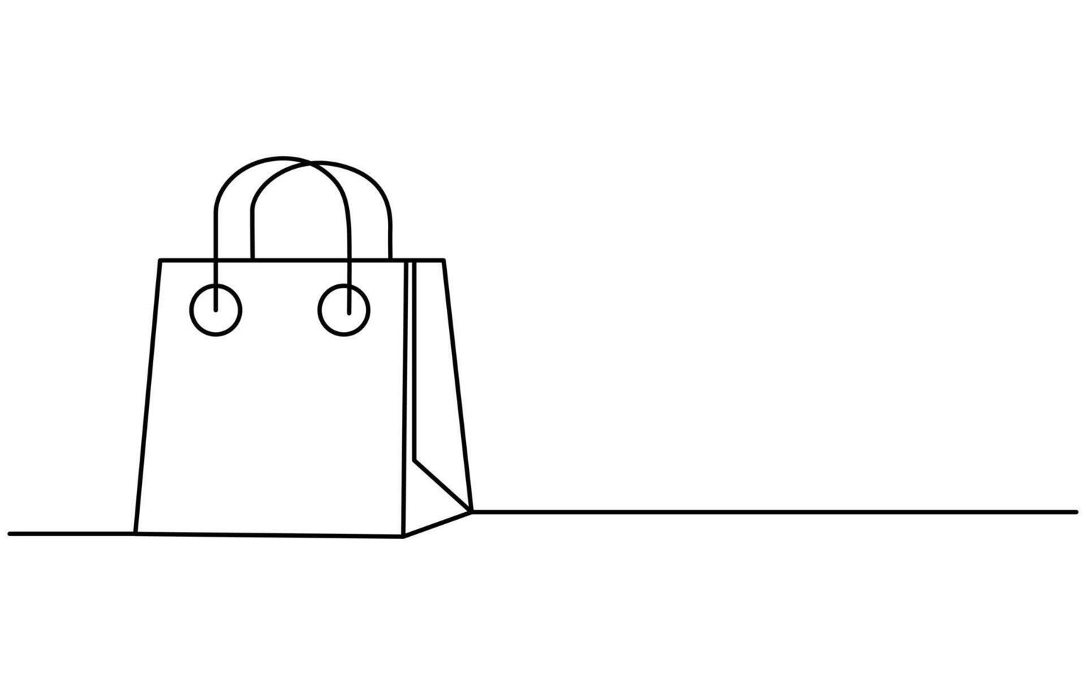 Briefcase One line drawing, fashion Technical Flat sketch of a handbag, vector