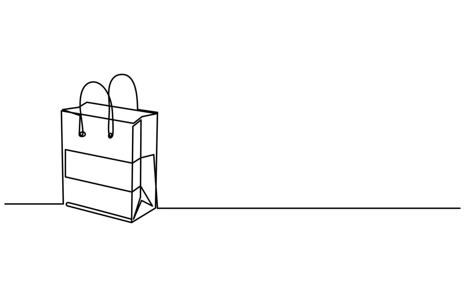 Briefcase One line drawing, fashion Technical Flat sketch of a handbag, vector