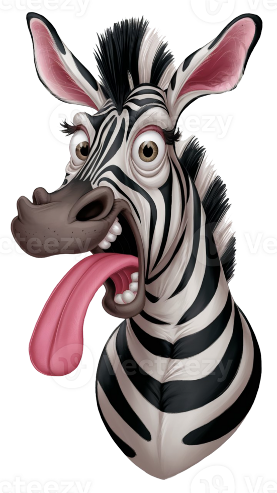 graphics with funny zebra with big tongue and surprised eyes png