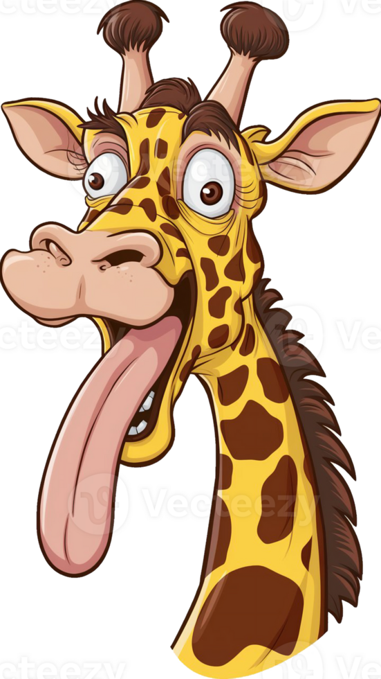 graphics with funny giraffe with big tongue and surprised eyes png