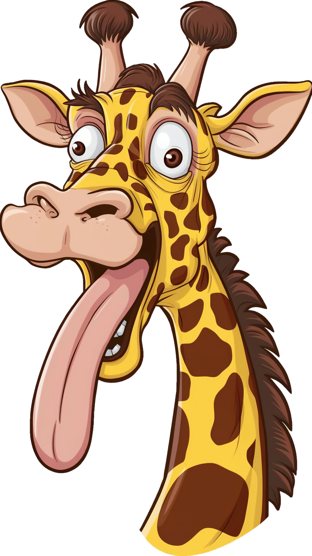 graphics with funny giraffe with big tongue and surprised eyes 45757351 PNG