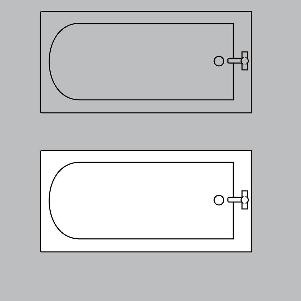 Top view bathtub icon for house plan design. bathtub icon outline. bathtub icon outline vector