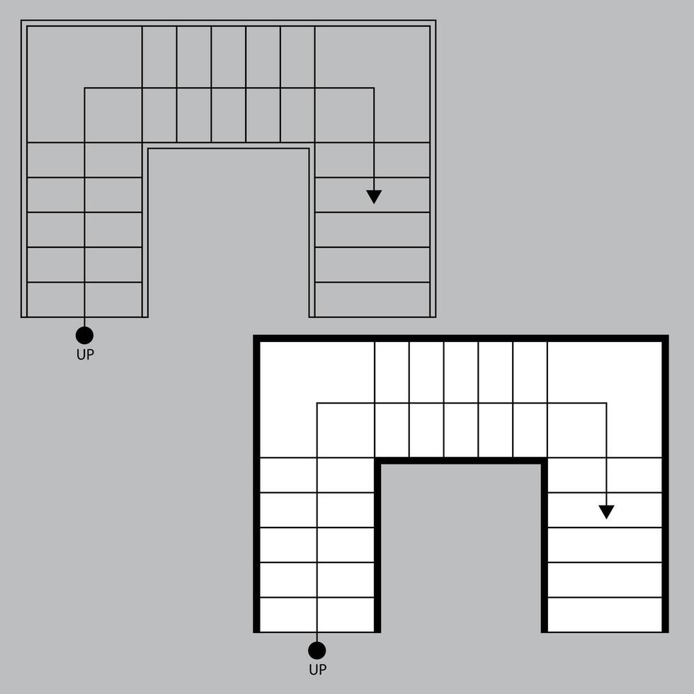 Top view stairs icon for house plan design. outline ladder icon. outline ladder icon vector