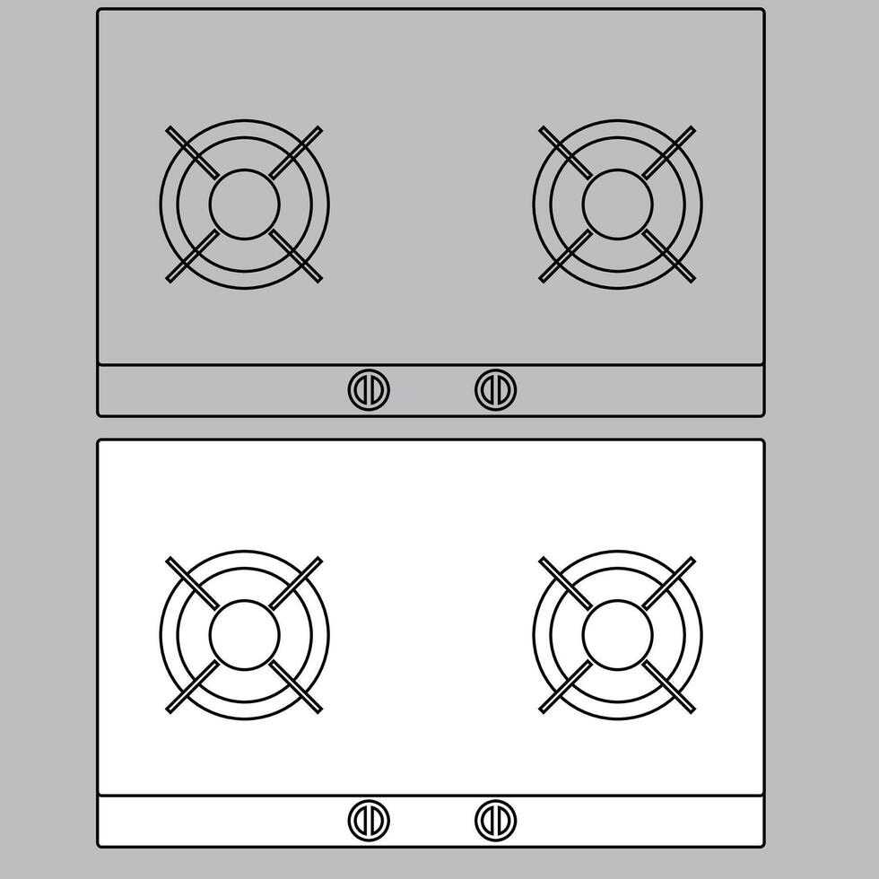 Top view stove icon for house plan design. stove icon outline. stove icon outline vector