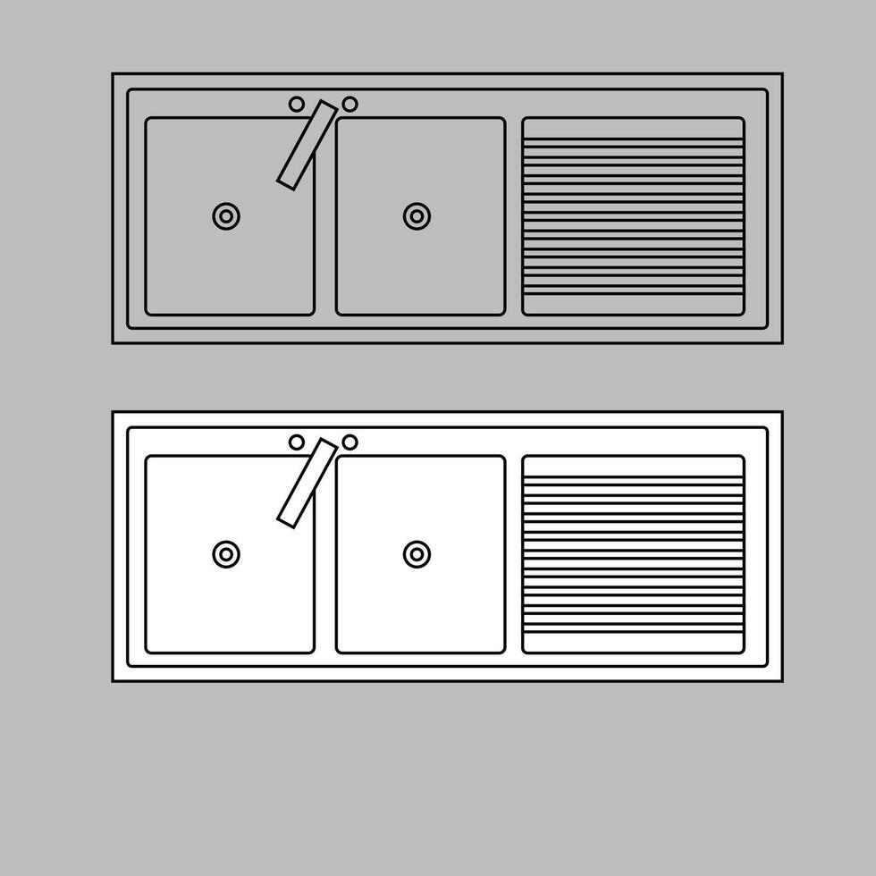 Top view sink icon for house plan design. sink icon outline. sink icon outline vector