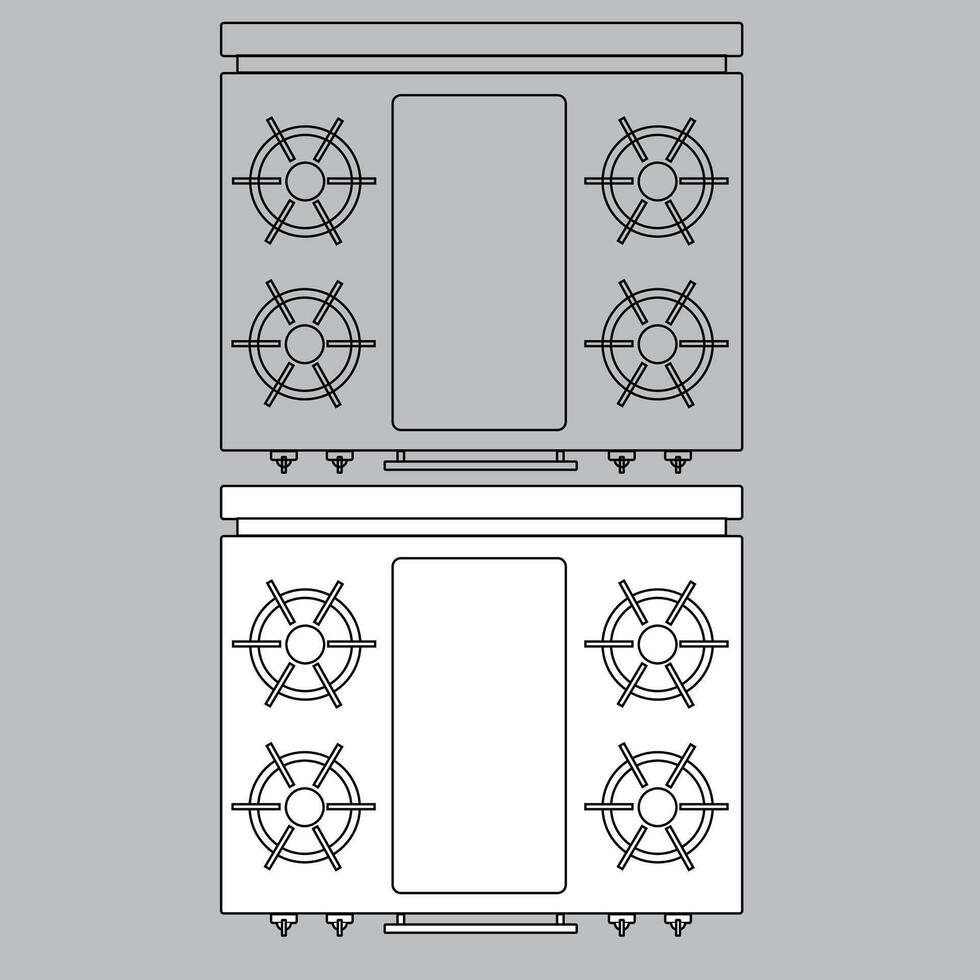 Top view stove icon for house plan design. stove icon outline. stove icon outline vector