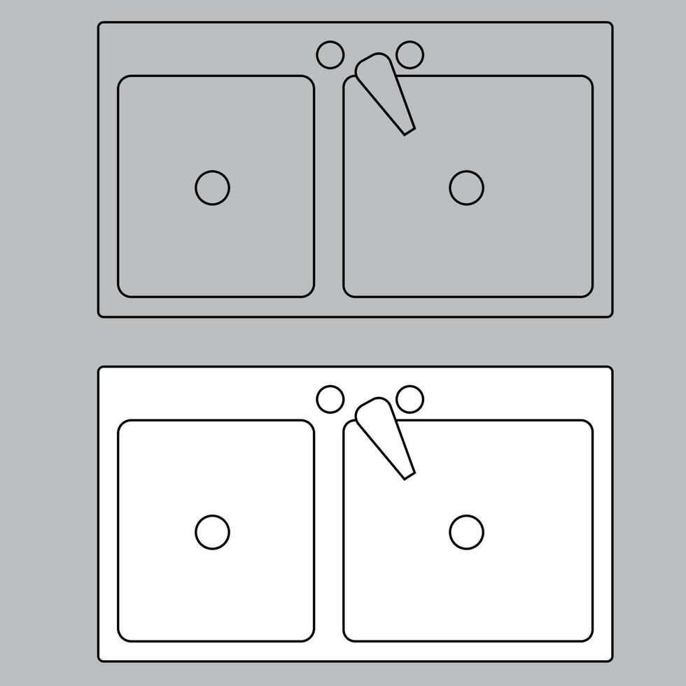 Top view sink icon for house plan design. sink icon outline. sink icon outline vector