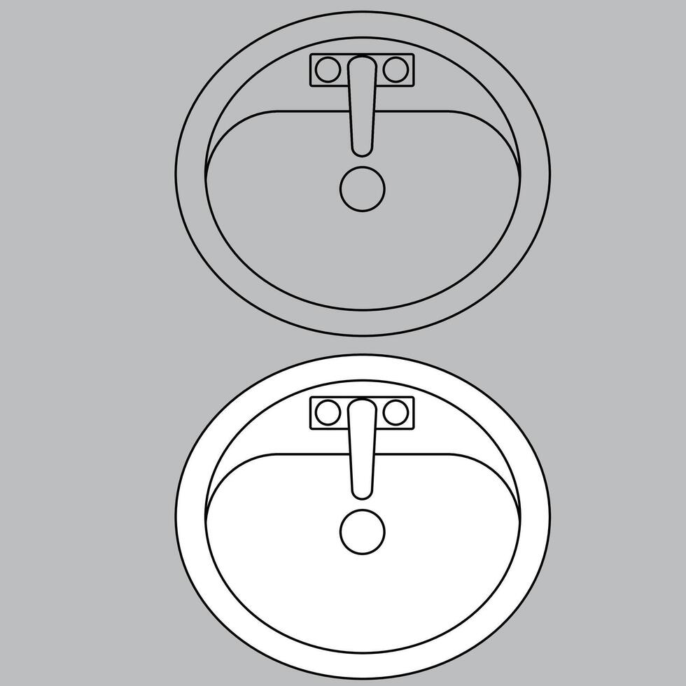 Top view sink icon for house plan design. sink icon outline. sink icon outline vector