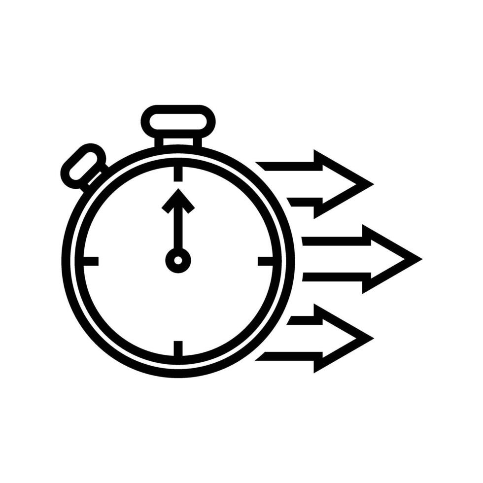 Stopwatch with right arrows, illustration of speed or deadline icon vector