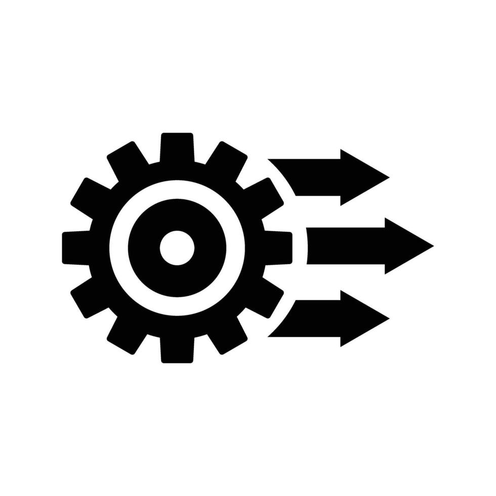 cogwheel with right arrow, industrial process icon vector