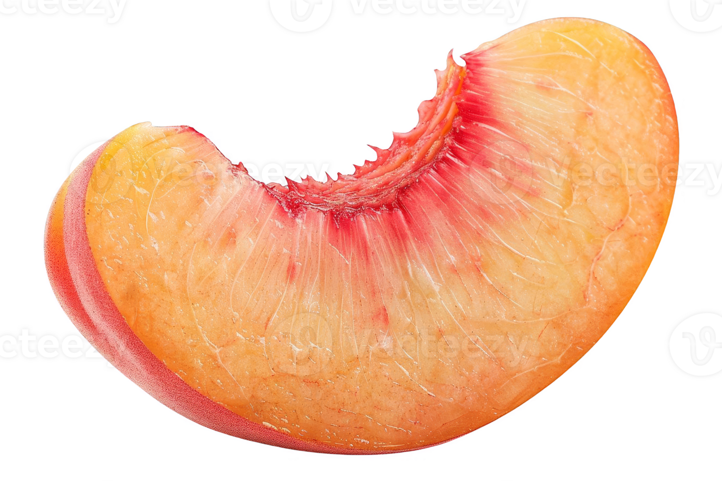 Close-up of a juicy peach slice with vibrant colors and detailed textures, perfect for culinary, nutrition, and healthy eating concepts. png
