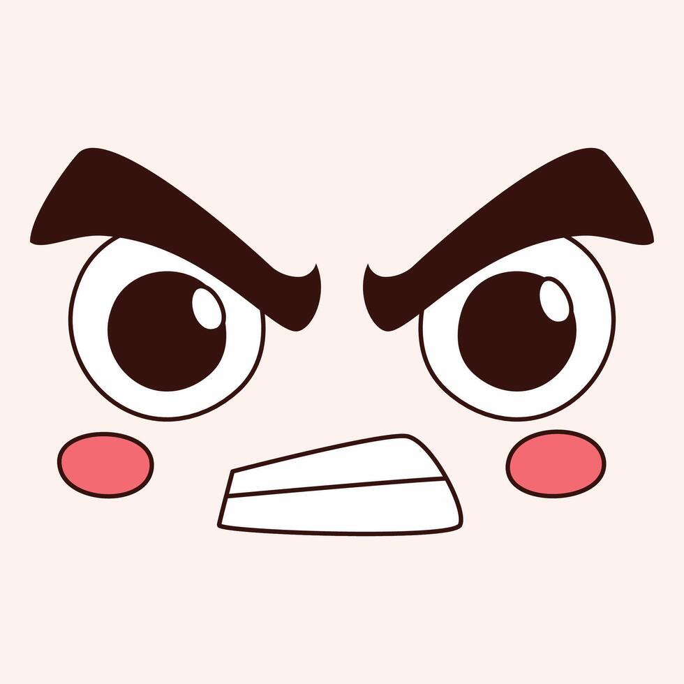 Hand drawn flat design kawaii face vector