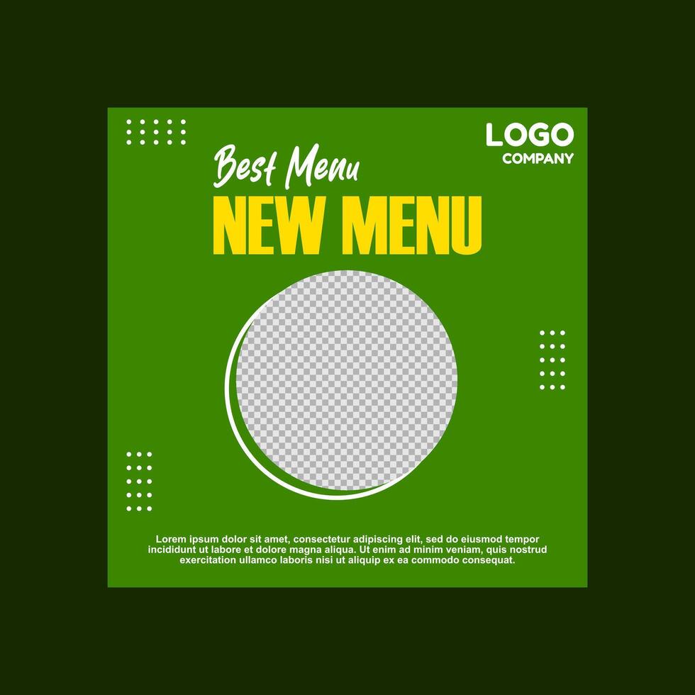 green social media post design for restaurant menu promotion vector